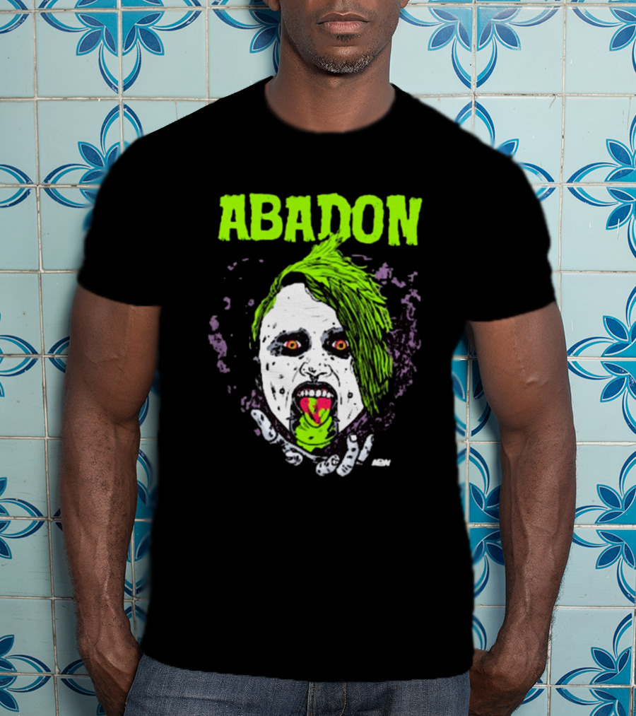 Abadon AEW Neon Green Zombie Face I Can Never Die T-Shirt