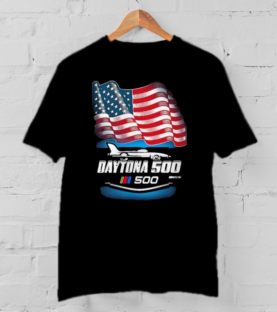 Daytona 500 American Flag Racing Daytona International Speedway 2025 Checkered Flag Sports T-Shirt