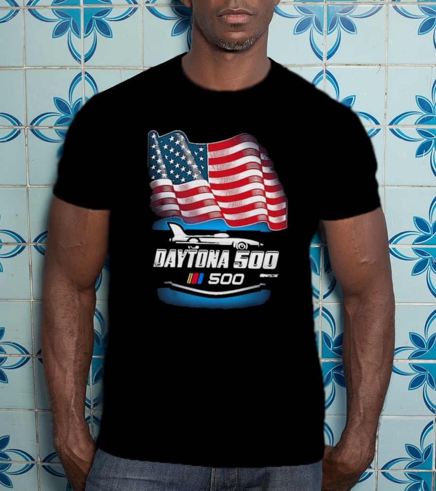 Daytona 500 American Flag Racing Daytona International Speedway 2025 Checkered Flag Sports T-Shirt