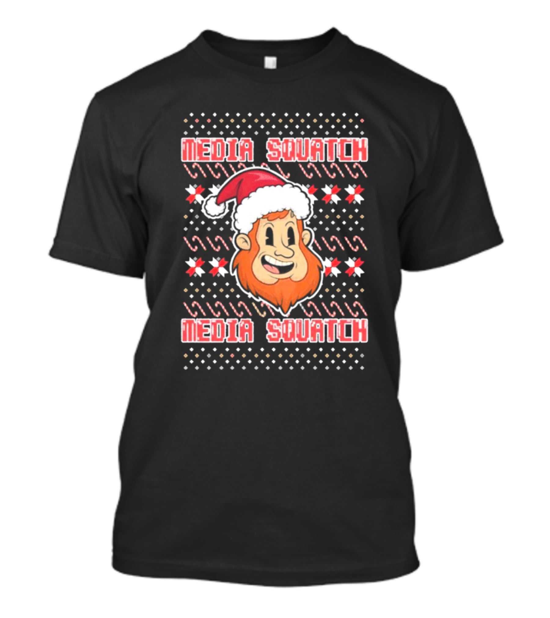 Media Squatch Santa Hat Christmas Time Ugly Sweater T-Shirt