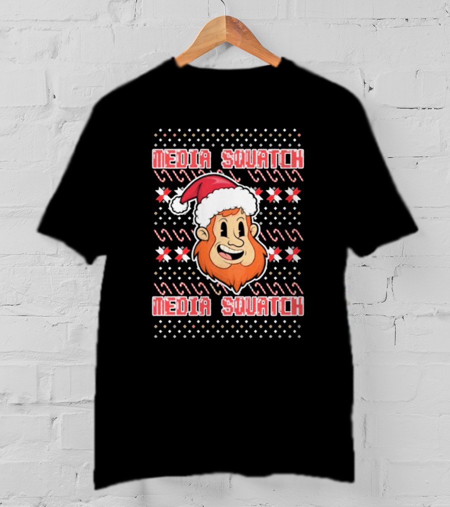 Media Squatch Santa Hat Christmas Time Ugly Sweater T-Shirt