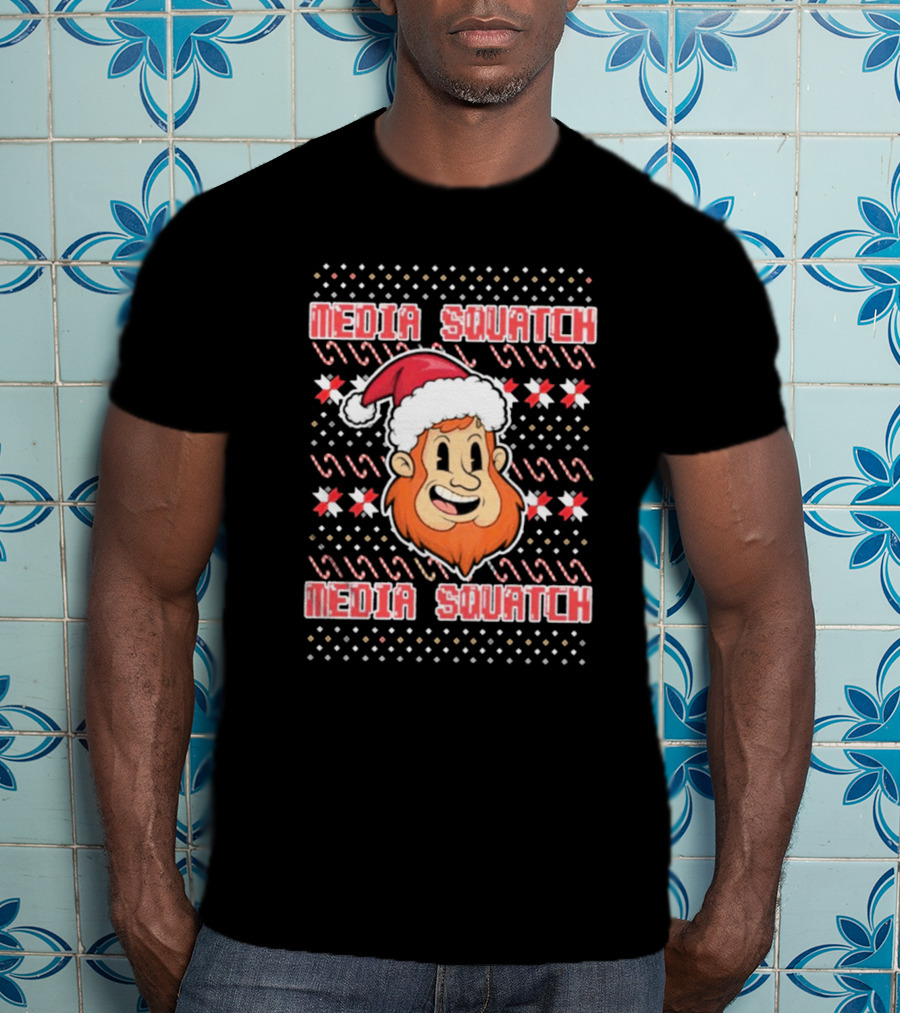 Media Squatch Santa Hat Christmas Time Ugly Sweater T-Shirt