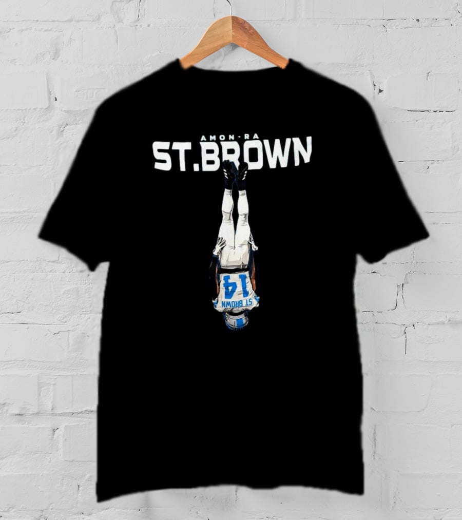 Amon-Ra St. Brown Upside Down Detroit Lions NFL 14 T-Shirt