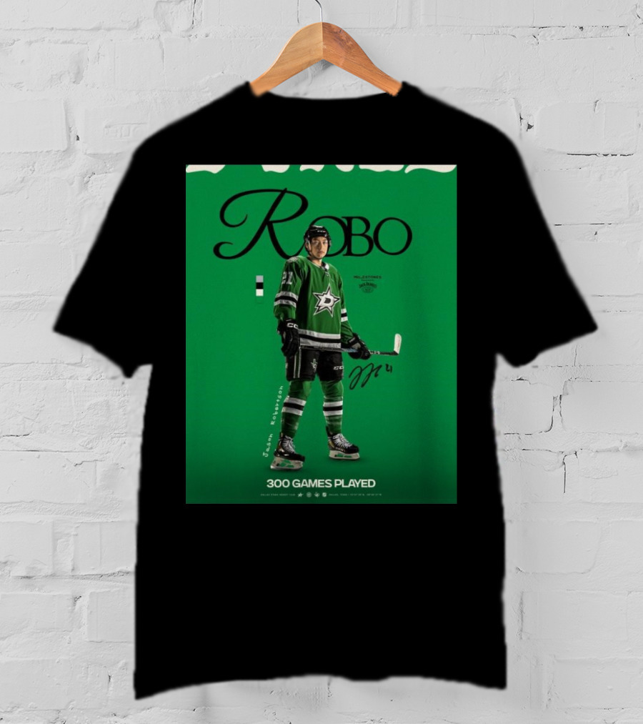 Dallas Stars Robo Jason Robertson 300 Games Played NHL T-Shirt