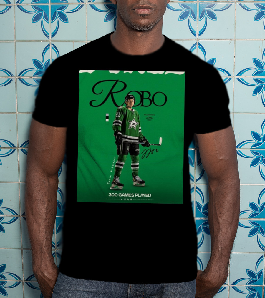 Dallas Stars Robo Jason Robertson 300 Games Played NHL T-Shirt