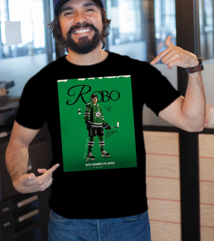 Dallas Stars Robo Jason Robertson 300 Games Played NHL T-Shirt