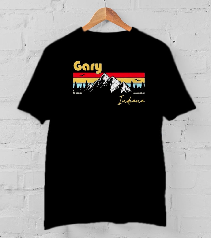 Joseph Spooky Pete Gary Indiana Retro Hometown Roots Mountain Sunset T-Shirt