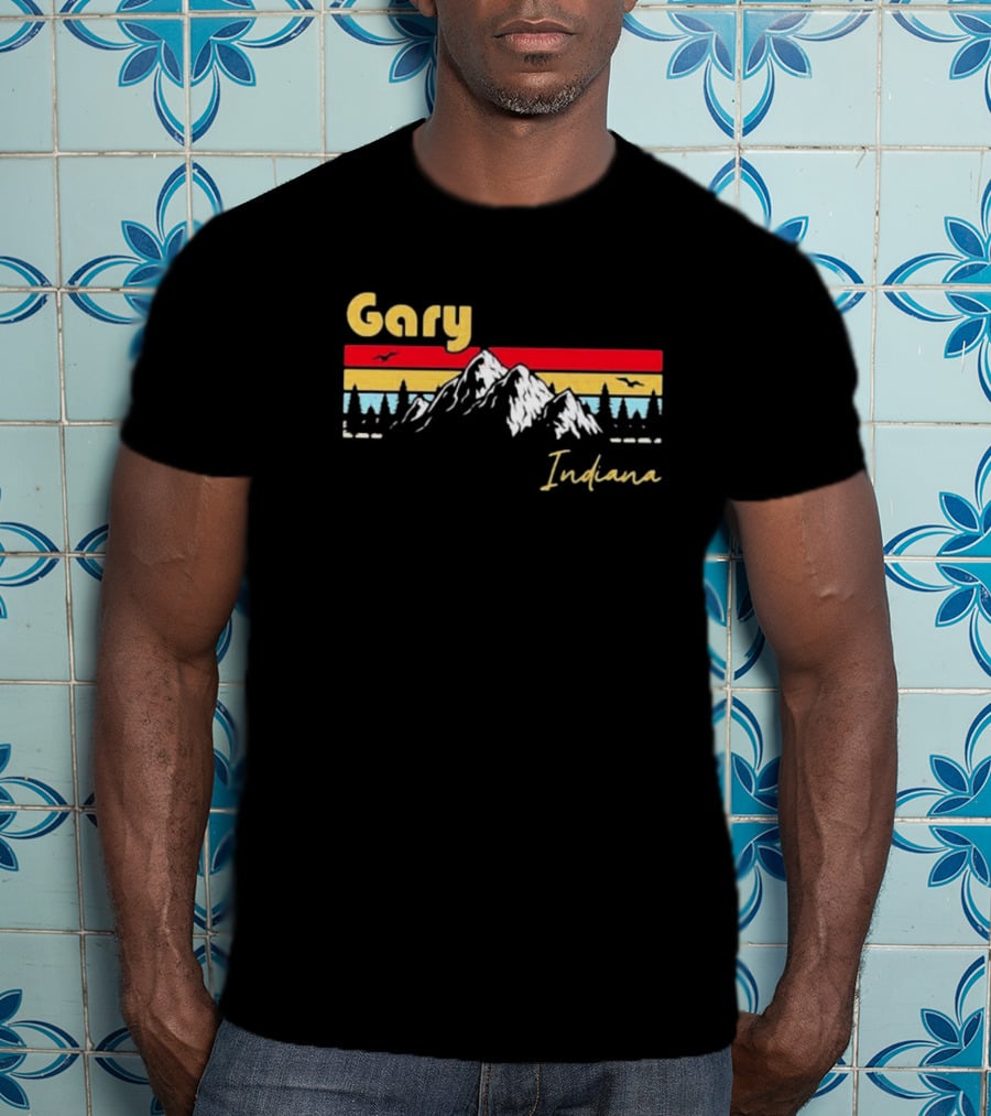 Joseph Spooky Pete Gary Indiana Retro Hometown Roots Mountain Sunset T-Shirt