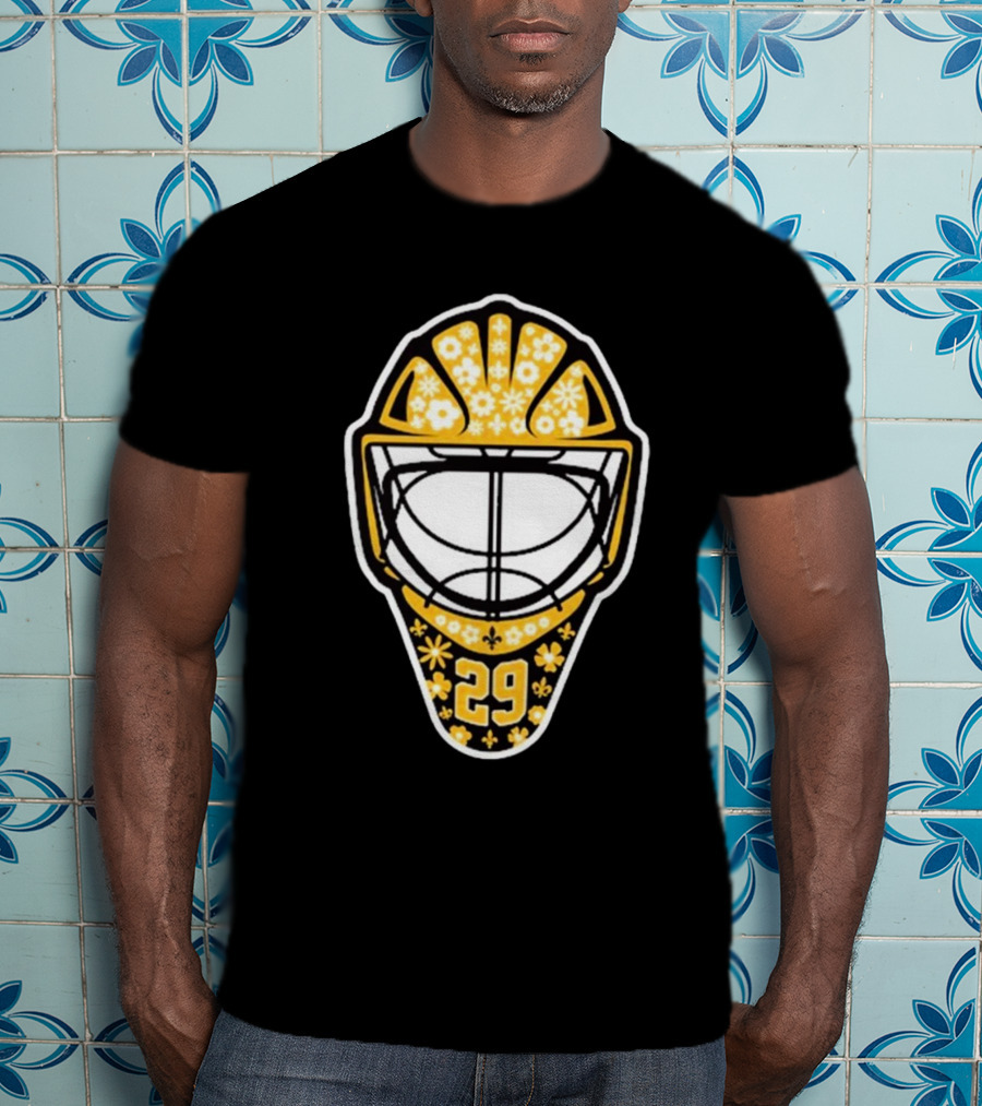 Pens Gear Marc-André Fleury Number 29 Flower Mask Pittsburgh Penguins Hockey T-Shirt