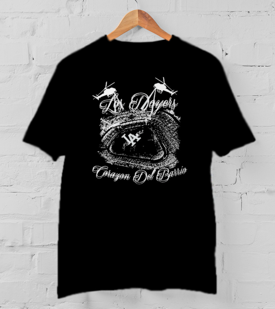 Los Dodgers Corazon Del Barrio LA Stadium Helicopters T-Shirt