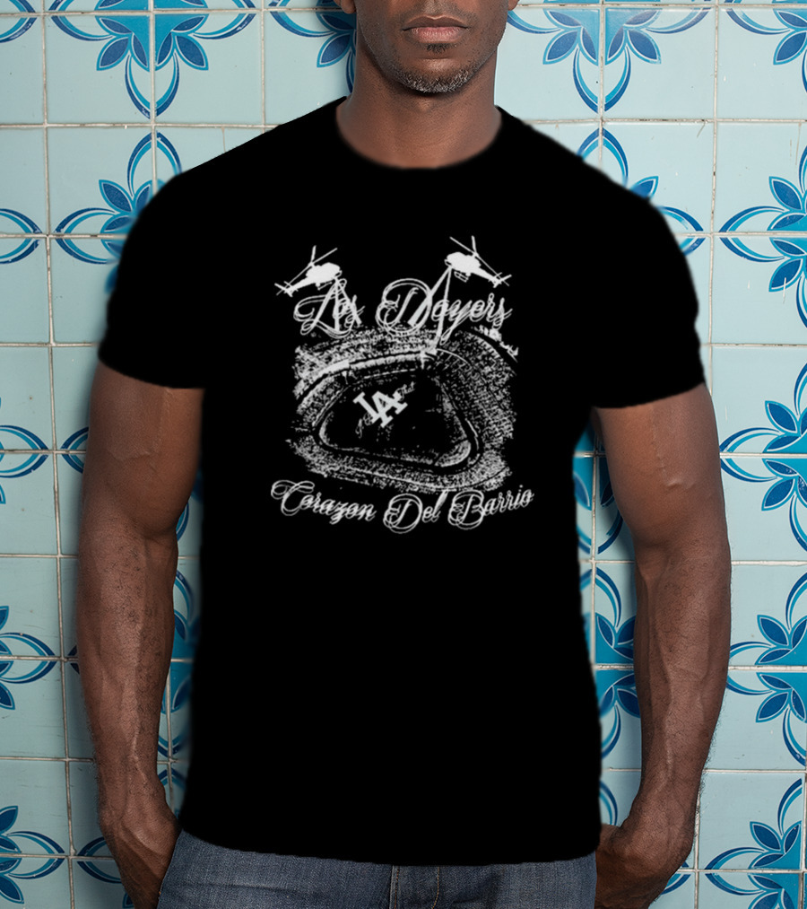 Los Dodgers Corazon Del Barrio LA Stadium Helicopters T-Shirt