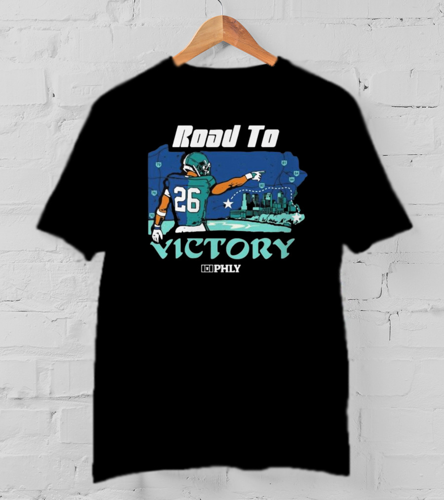 Philadelphia Eagles Road To Victory Saquon Barkley PHLY NFL T-Shirt