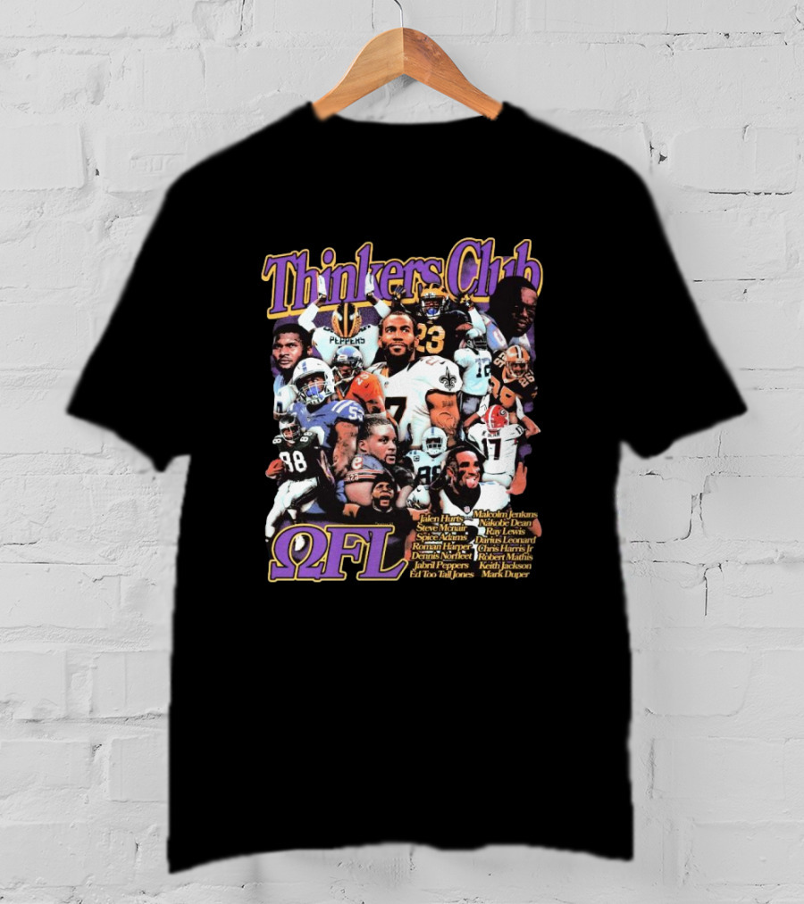 Thinkers Club NFL Jalen Hurts Steve McNair Spice Adams Roman Harper Dennis Norfleet Ray Lewis Julius Peppers Ed Too Tall Jones Melvin Ingram T-Shirt