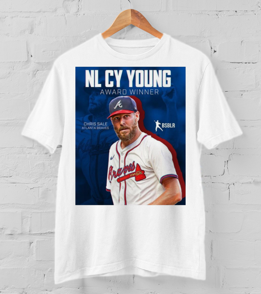 NL Cy Young Award Winner Chris Sale Atlanta Braves BSBLR T-Shirt