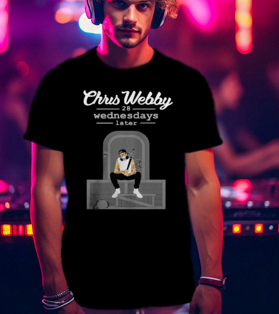 Chris Webby 28 Wednesdays Later Sitting With Gas Mask And Bat T-Shirt