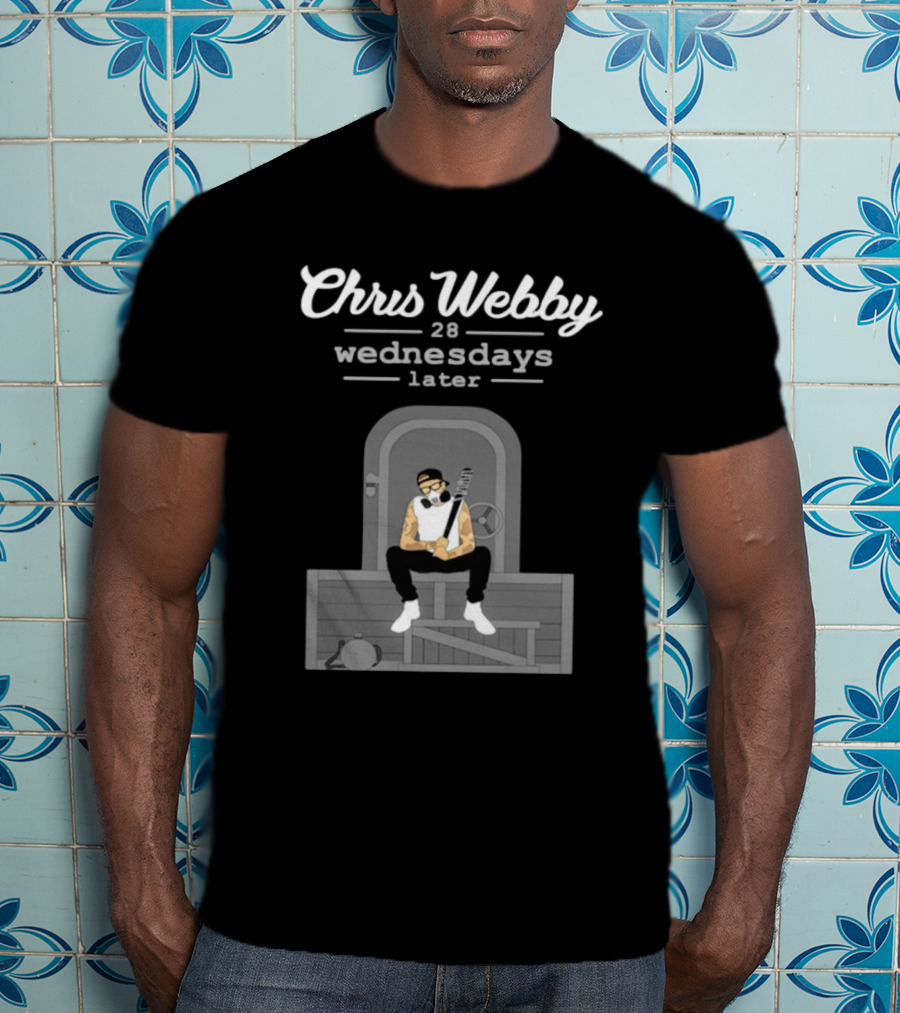 Chris Webby 28 Wednesdays Later Sitting With Gas Mask And Bat T-Shirt