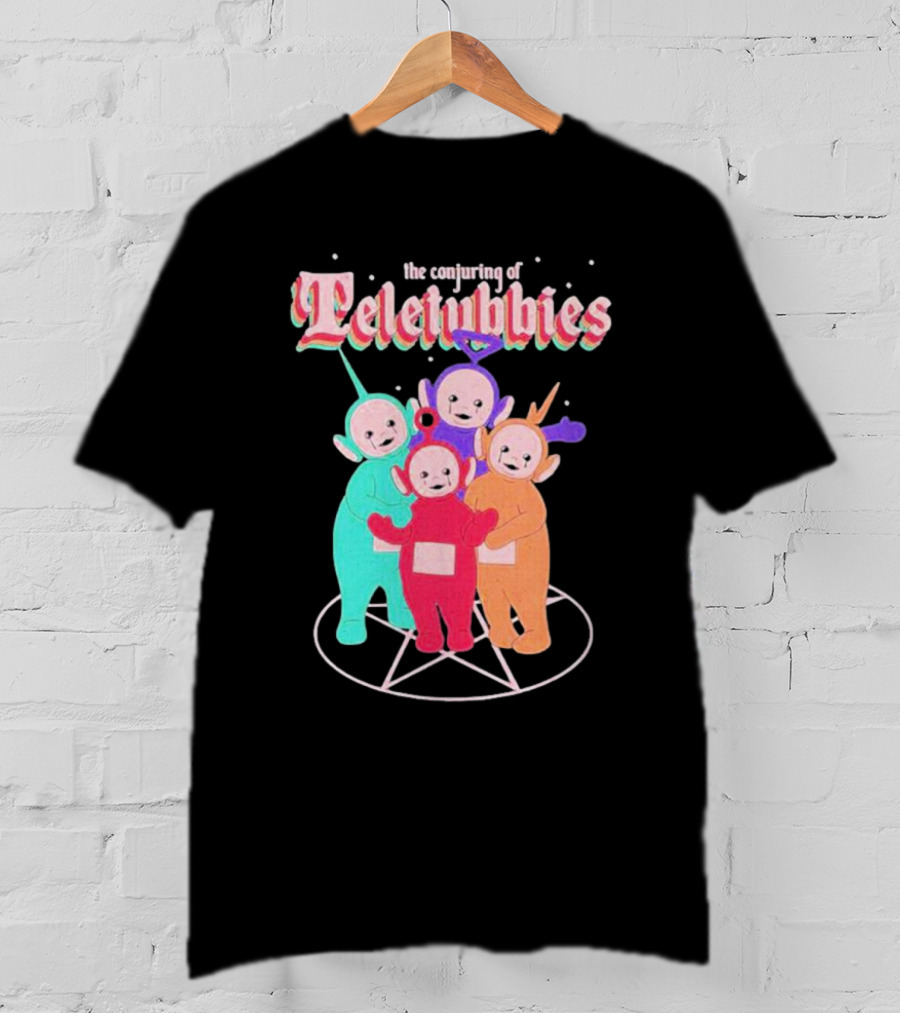 The Conjuring Of Teletubbies On Pentagram Background T-Shirt