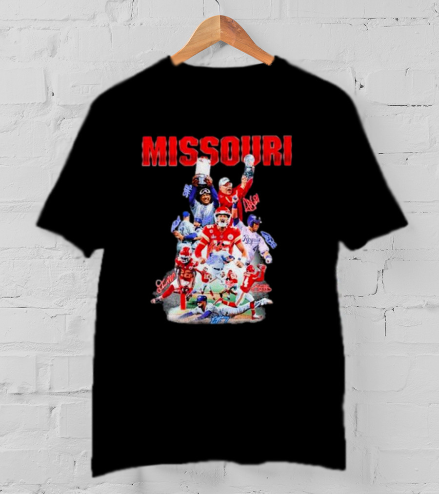 Missouri Chiefs Royals Cardinals Players Signatures T-Shirt