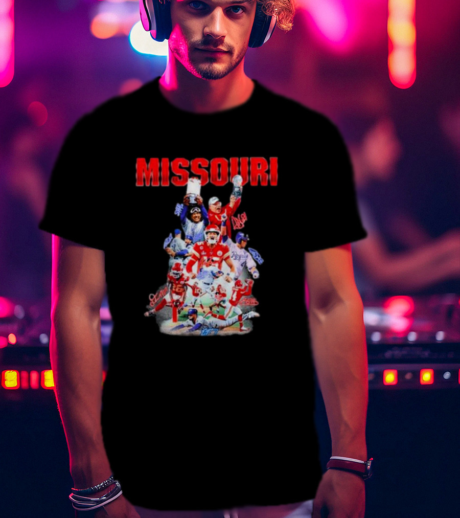 Missouri Chiefs Royals Cardinals Players Signatures T-Shirt