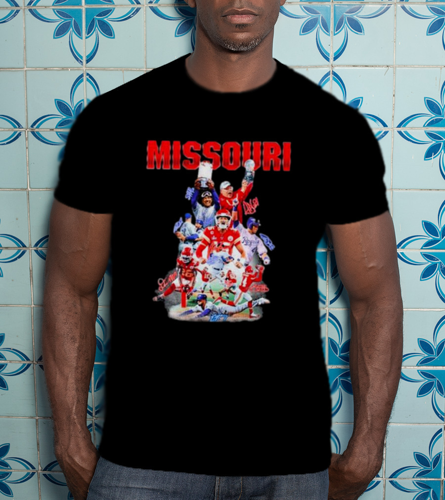 Missouri Chiefs Royals Cardinals Players Signatures T-Shirt