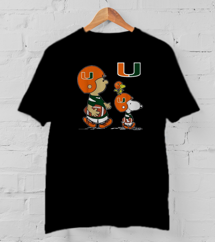 Charlie Brown Snoopy Woodstock Miami Hurricanes Football Peanuts T-Shirt