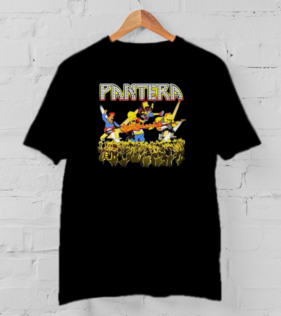 The Simpsons Characters Performing As Pantera Band Members In Concert Scene T-Shirt