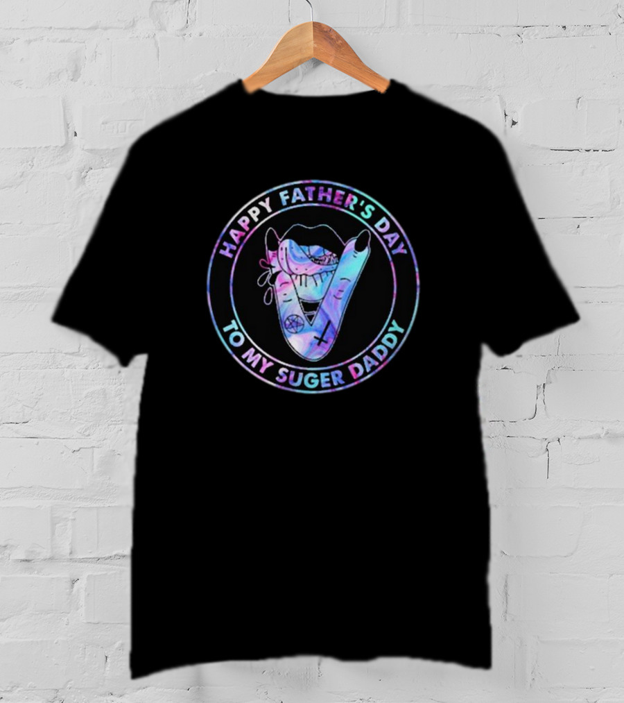 Happy Father's Day To My Sugar Daddy Colorful Lips And Symbols T-Shirt