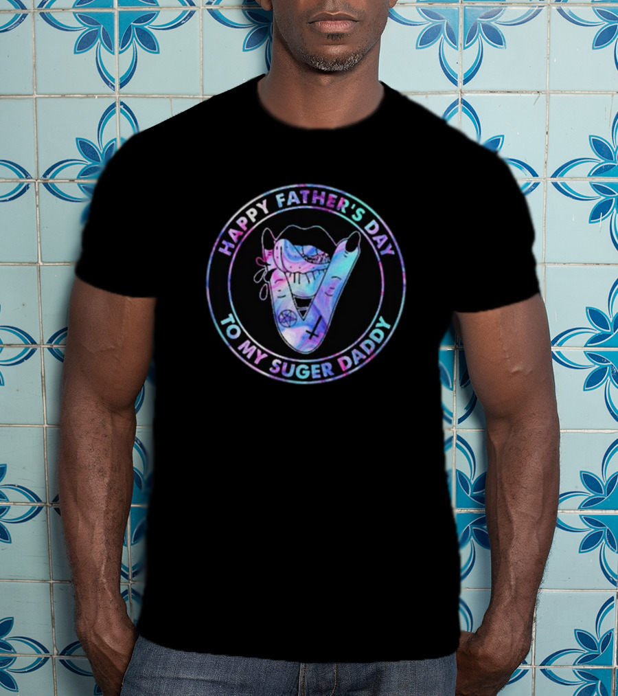 Happy Father's Day To My Sugar Daddy Colorful Lips And Symbols T-Shirt