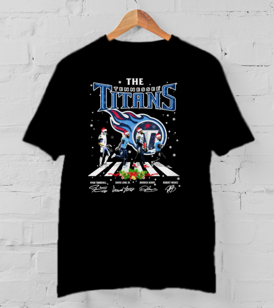 The Tennessee Titans Ryan Tannehill David Long Jr Derrick Henry Robert Woods Abbey Road Christmas Signatures T-Shirt