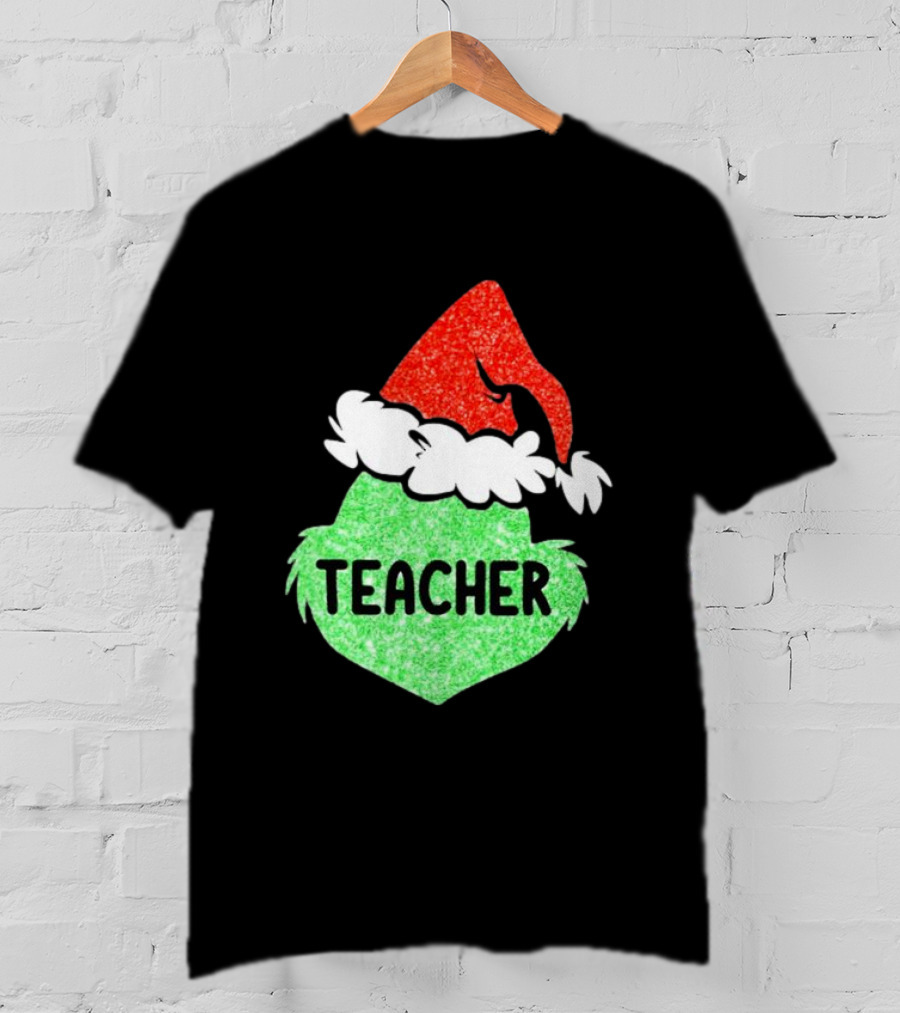 Santa Grinch Hat Teacher Christmas Holiday T-Shirt
