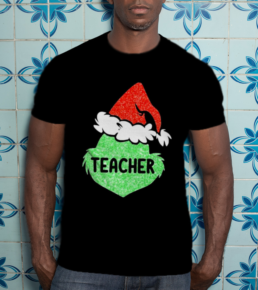 Santa Grinch Hat Teacher Christmas Holiday T-Shirt