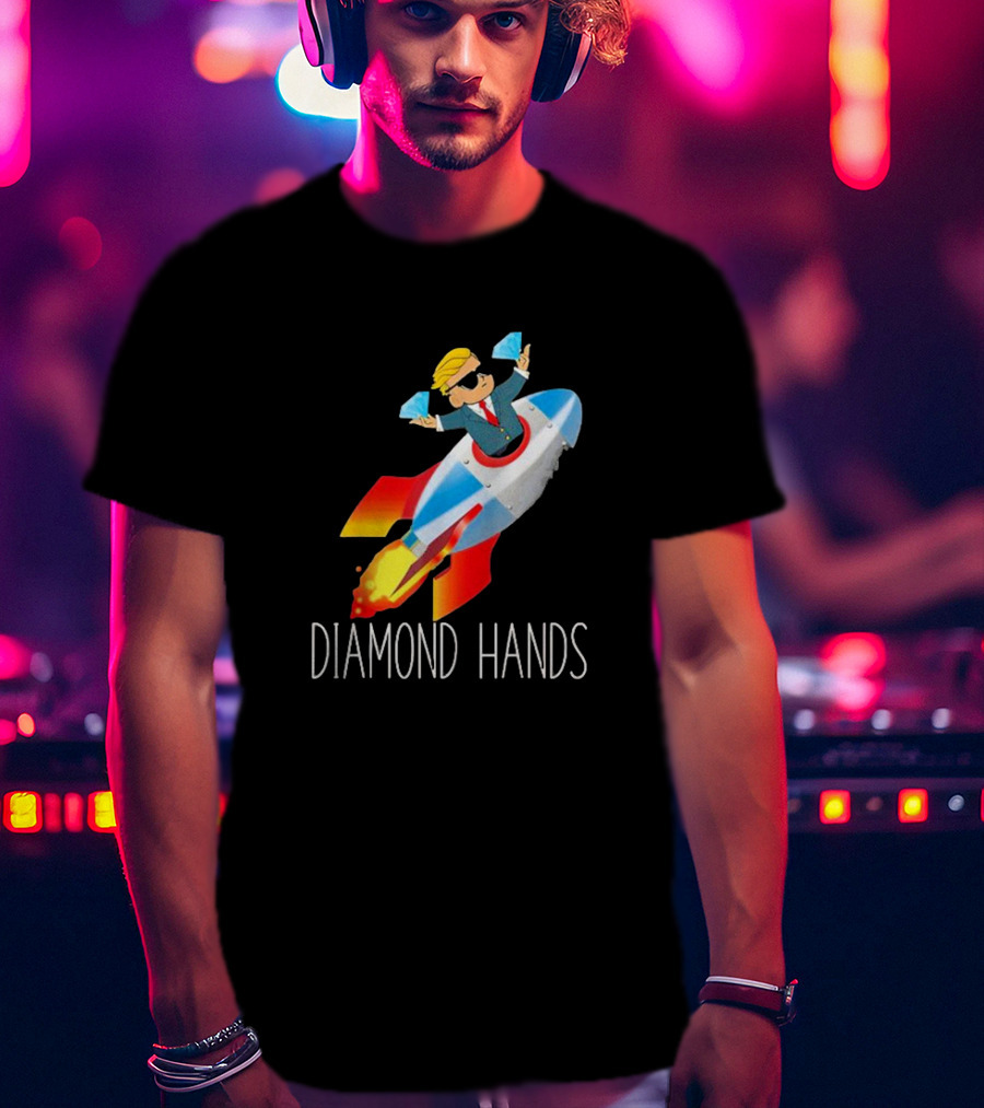 WallStreetBets WSB Diamond Hands Rocket Ship To The Moon T-Shirt
