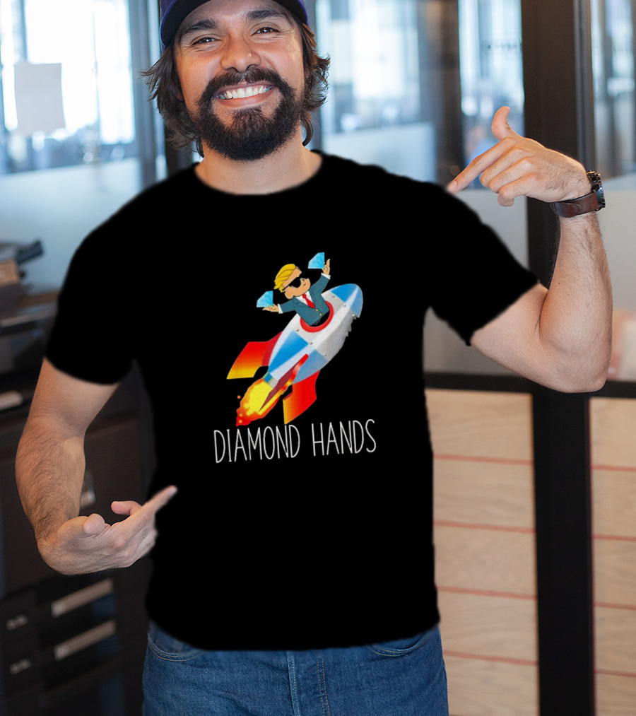 WallStreetBets WSB Diamond Hands Rocket Ship To The Moon T-Shirt