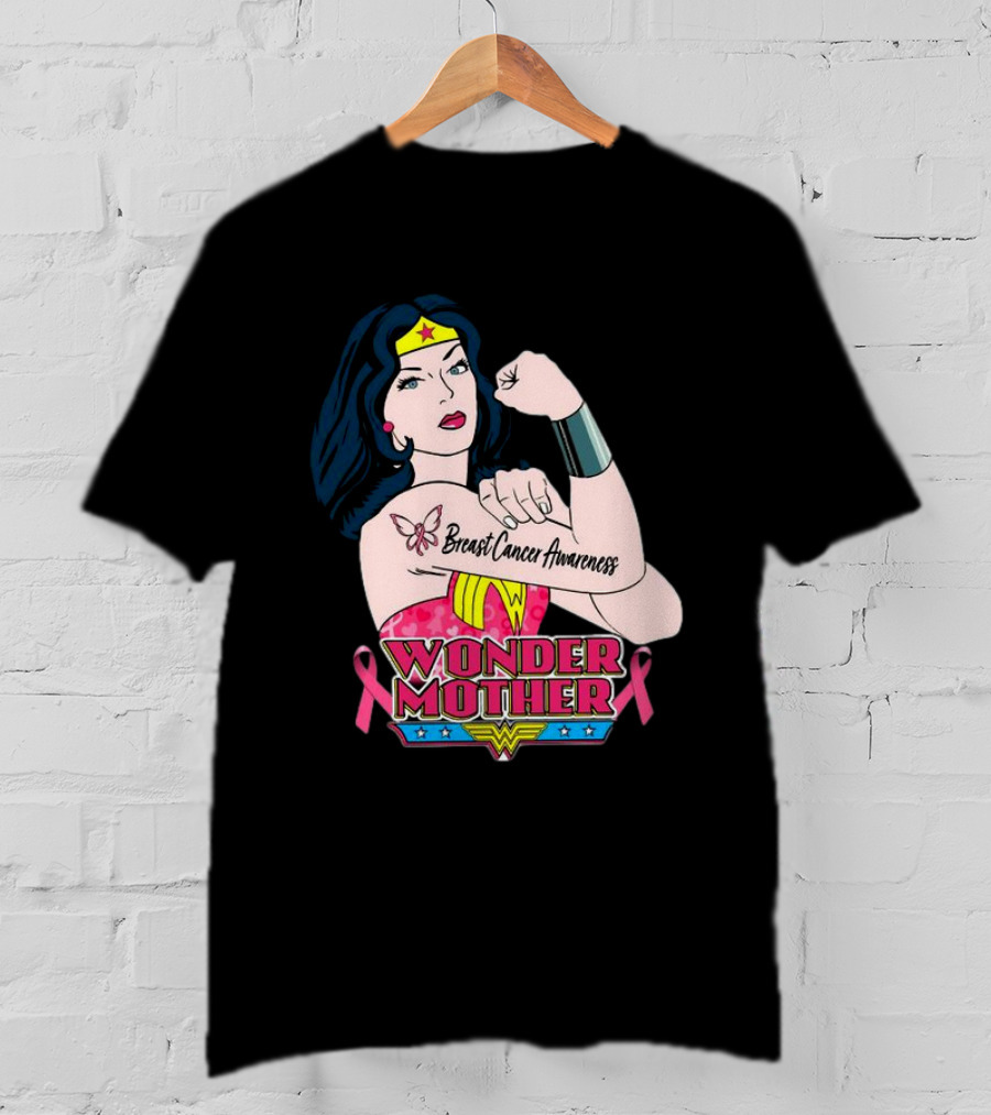 Wonder Woman Breast Cancer Awareness Wonder Mother Pink T-Shirt