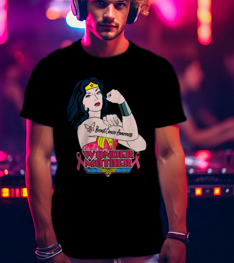 Wonder Woman Breast Cancer Awareness Wonder Mother Pink T-Shirt