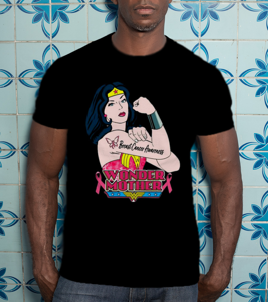 Wonder Woman Breast Cancer Awareness Wonder Mother Pink T-Shirt