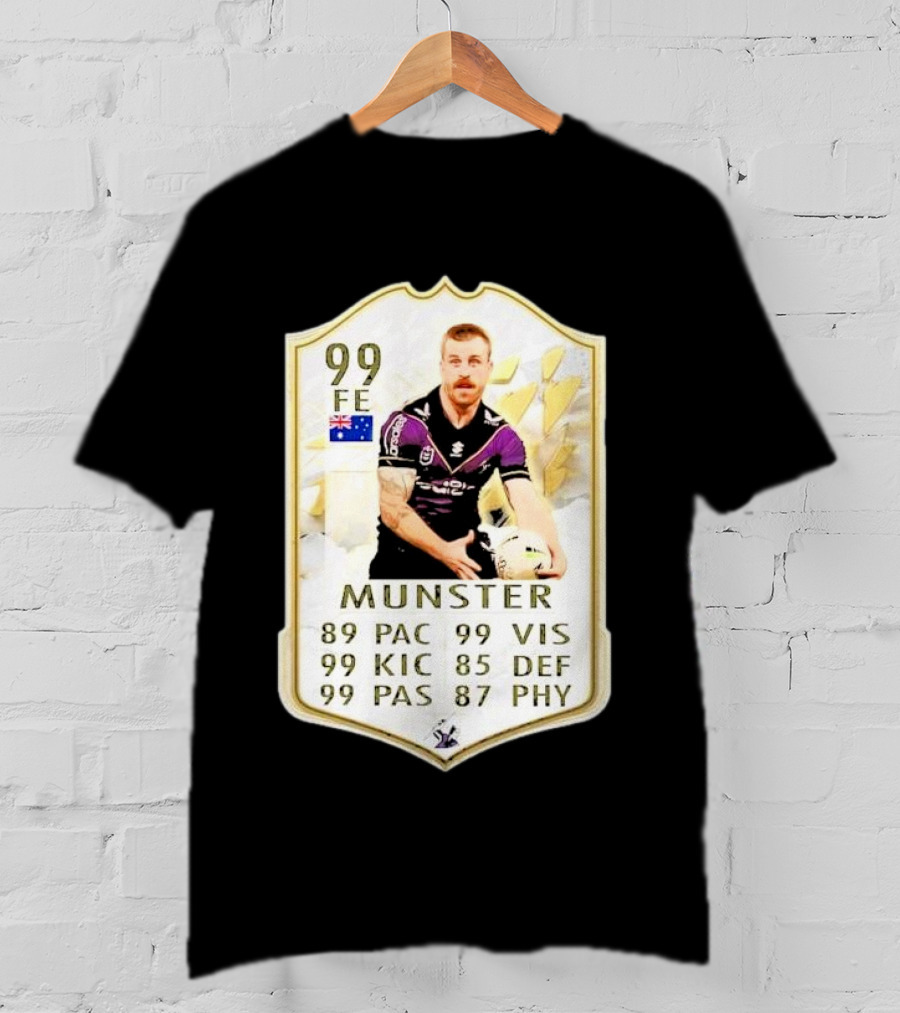 Melbourne Storm Cameron Munster Sports Card PAC VIS KIC DEF PAS PHY T-Shirt