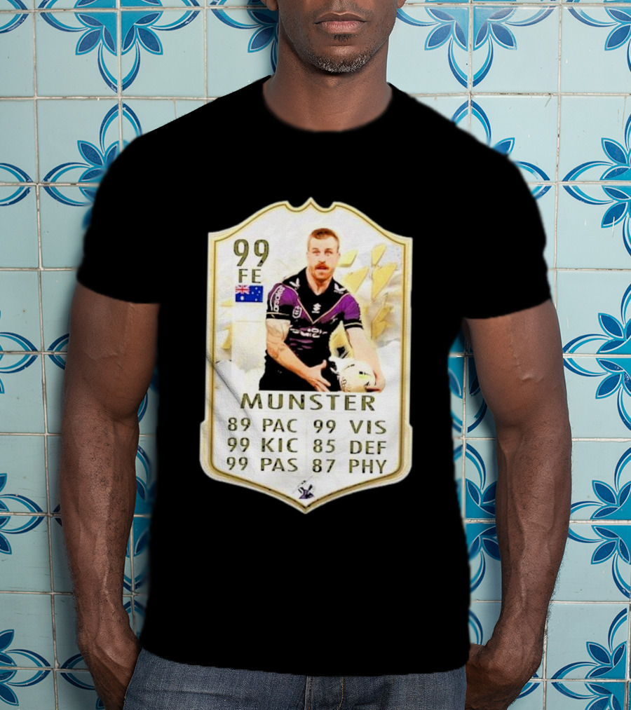 Melbourne Storm Cameron Munster Sports Card PAC VIS KIC DEF PAS PHY T-Shirt