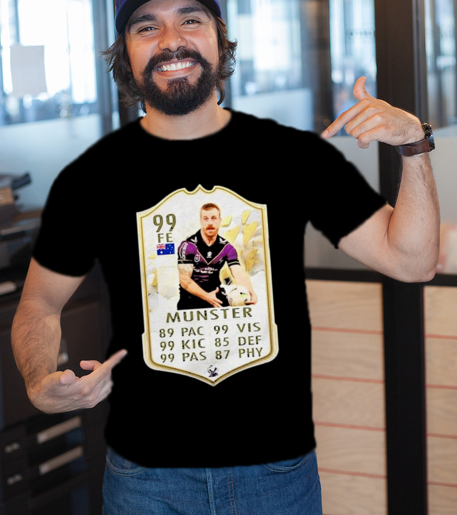 Melbourne Storm Cameron Munster Sports Card PAC VIS KIC DEF PAS PHY T-Shirt