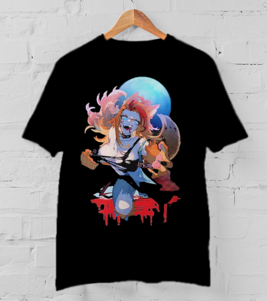 Buffpup Bloody Howl Werewolf Moon Guitar Blood Red T-Shirt