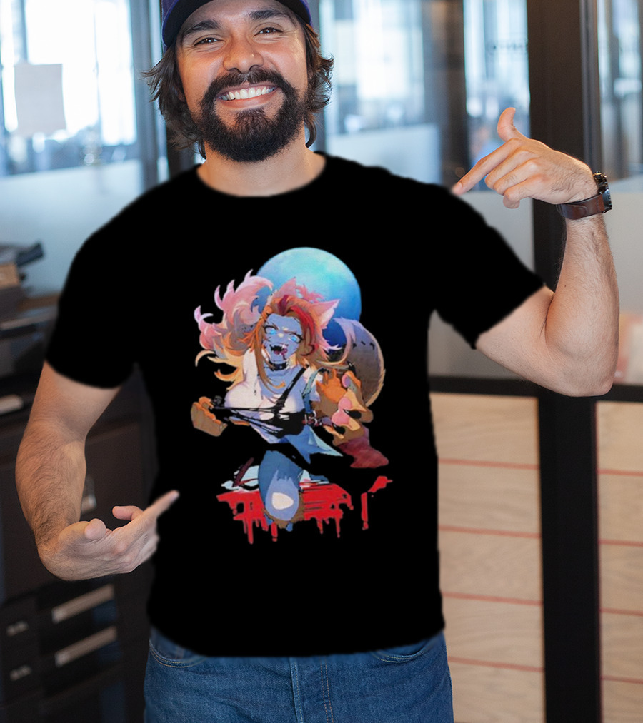 Buffpup Bloody Howl Werewolf Moon Guitar Blood Red T-Shirt