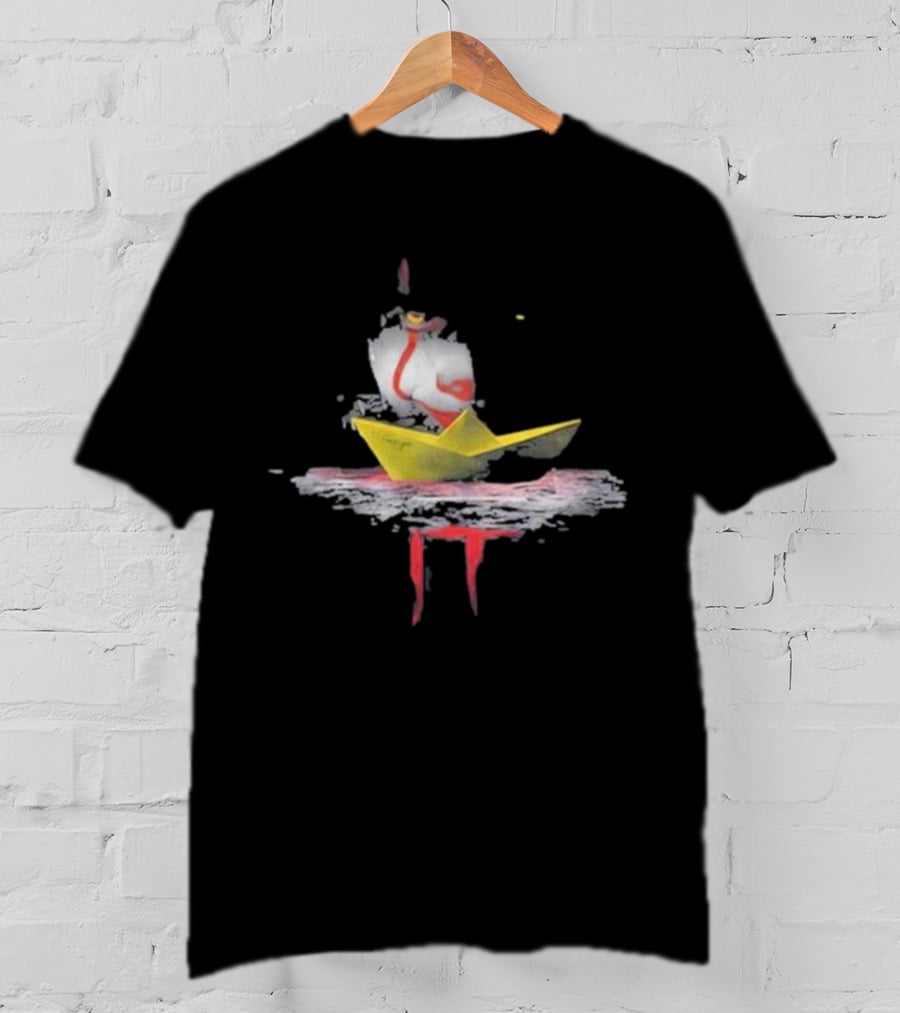 Pennywise Red Balloon Paper Boat Horror Reflection T-Shirt