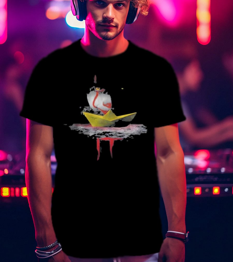 Pennywise Red Balloon Paper Boat Horror Reflection T-Shirt