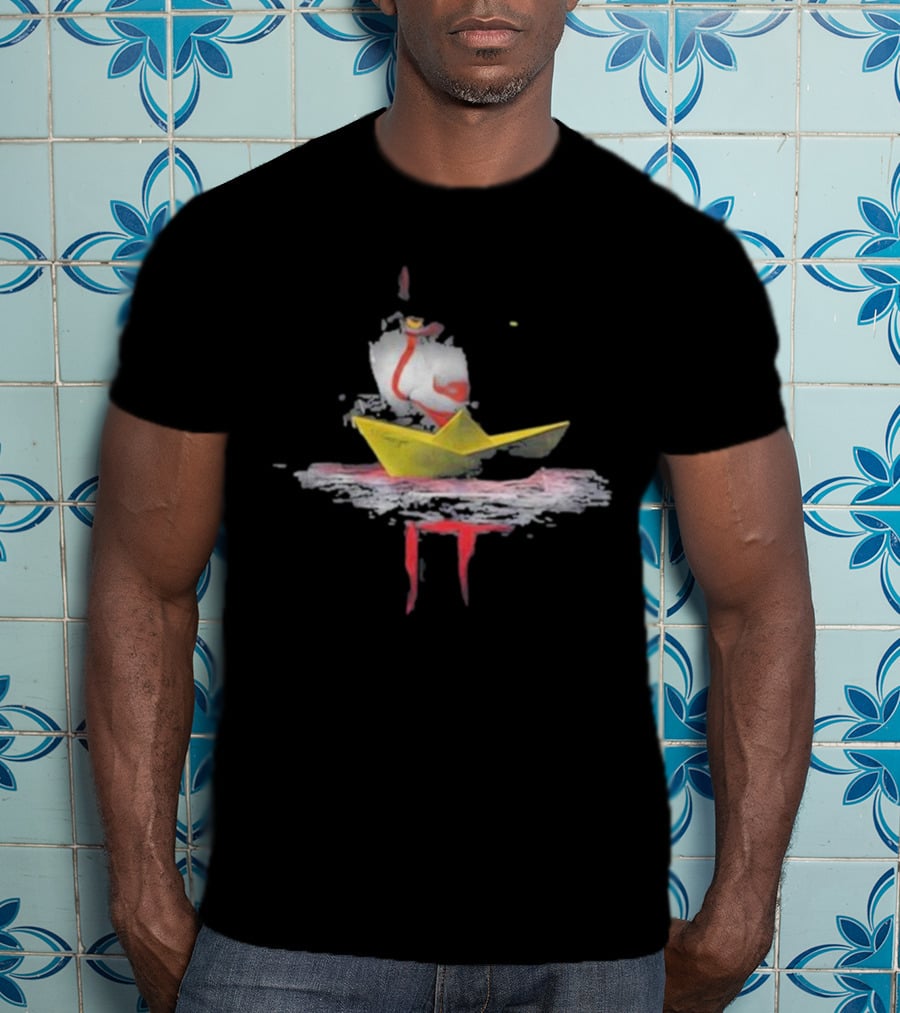 Pennywise Red Balloon Paper Boat Horror Reflection T-Shirt