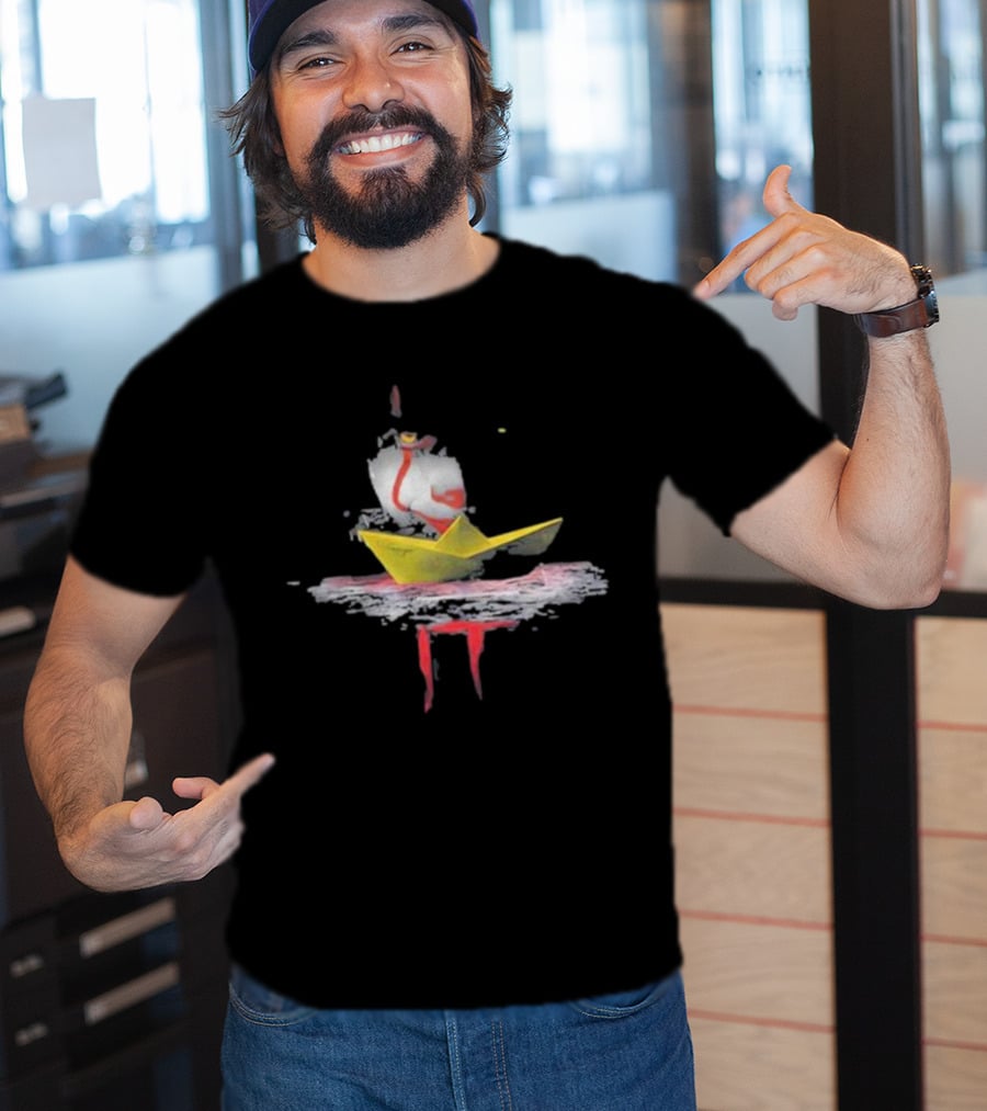 Pennywise Red Balloon Paper Boat Horror Reflection T-Shirt