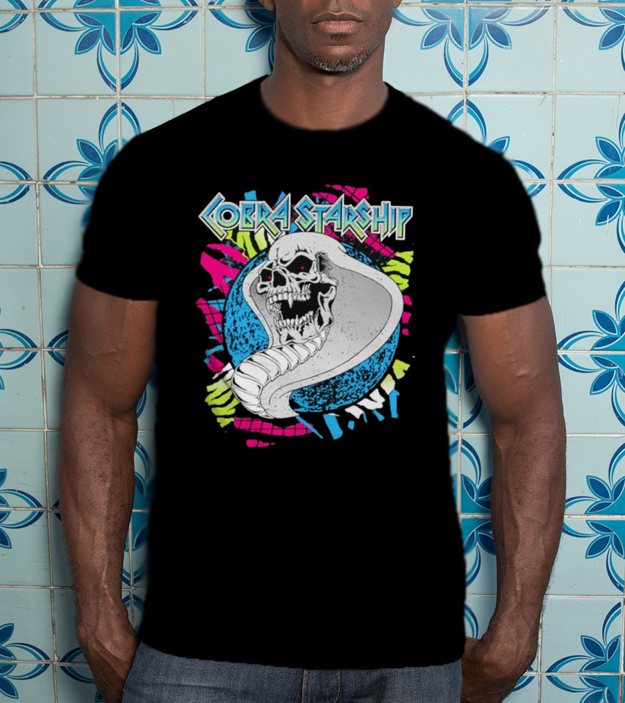 Cobra Starship Skull Cobra Neon Colors T-Shirt