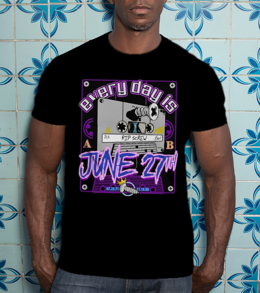 Every Day Is June 27th RIP Screw 07.20.71 11.16.00 Cassette Tape T-Shirt