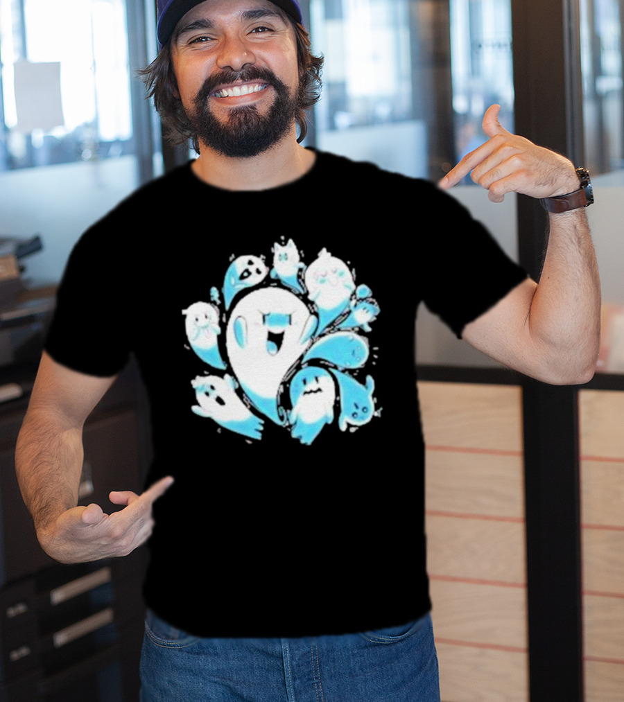 Ghostly Gathering Alexandra Sketch Spooky Blue Spirits T-Shirt