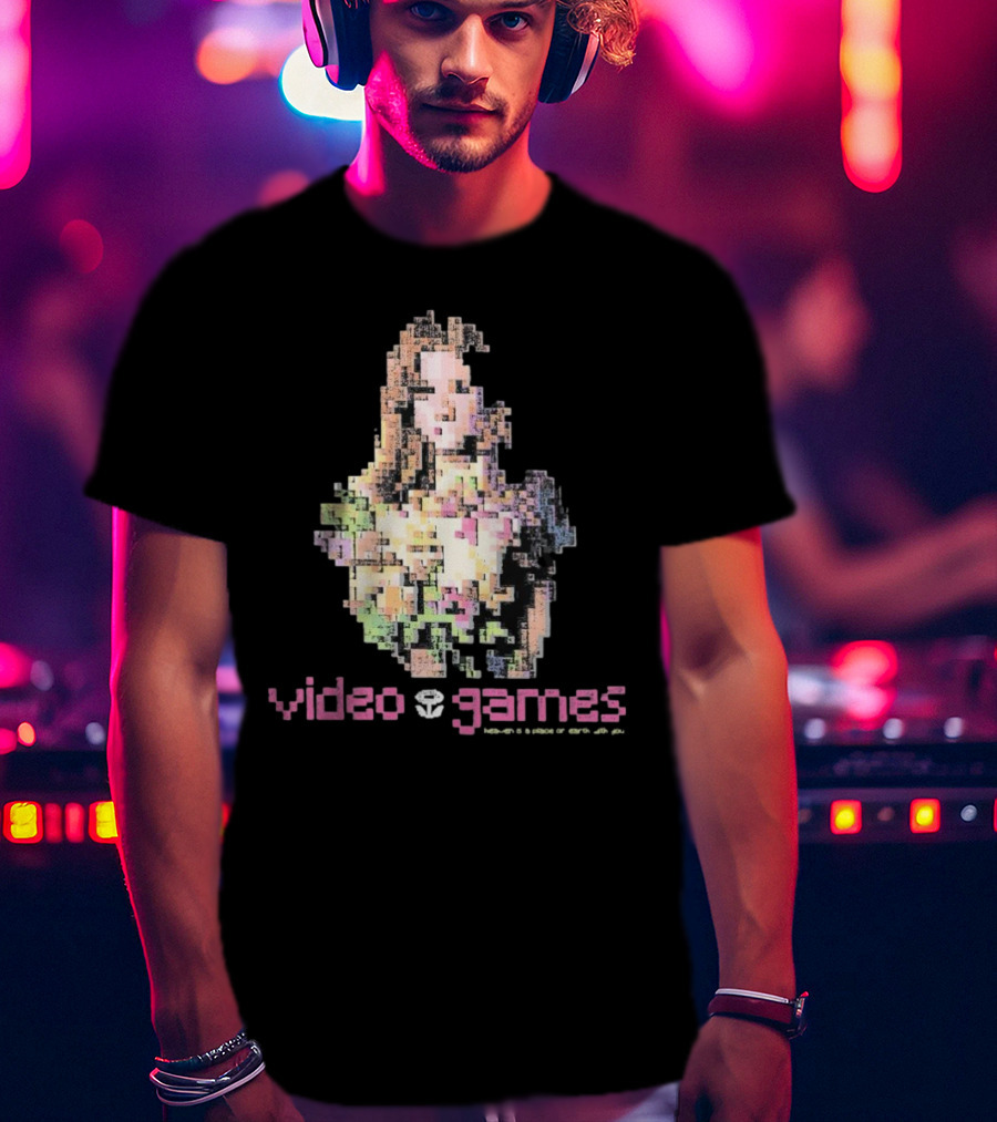 Video Games Heaven Is A Place On Earth With 8-Bit Pixel Art Girl T-Shirt