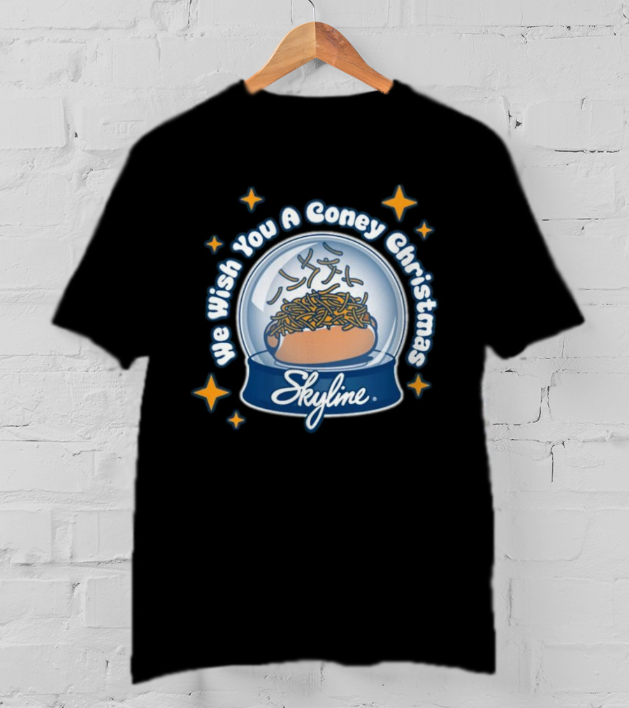 We Wish You A Coney Christmas Snow Globe Skyline Chili T-Shirt